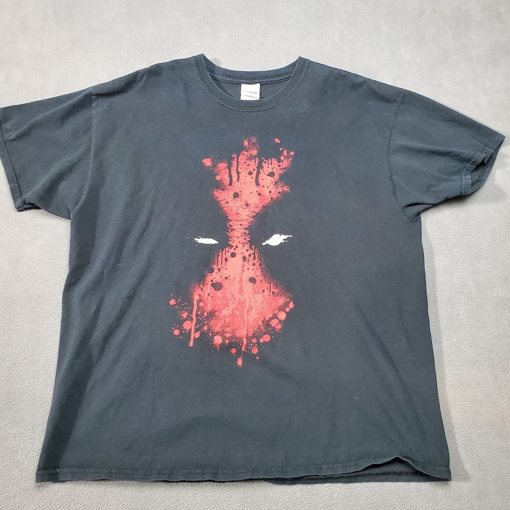 Deadpool Shirt Mens XL Black Y2K Marvel Comics Bloody Mask Pullover